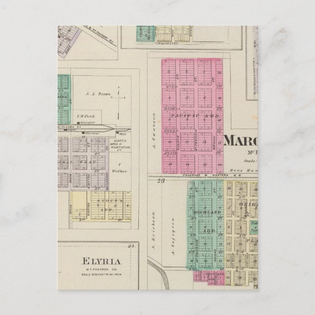 Postal Marquette, Conway, Galva, Elyria, Ames, Kansas (Anverso)