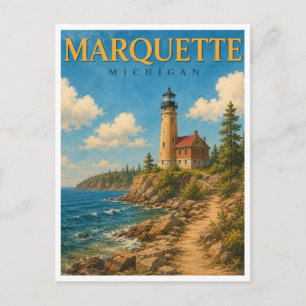 Postal Marquette Michigan Faro del Puerto GeoSaga