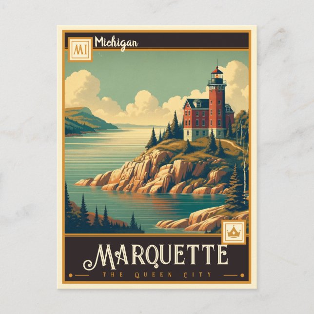 Postal Marquette, Michigan | Vintage (Anverso)