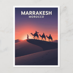 Postal Marrakech - Caravana en Silueta en la Hora Azul Ma