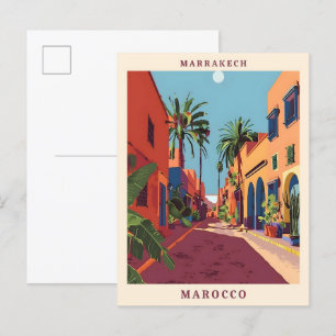 Postal Marrakech Marocco Elegante Viaje de Vintage de Art