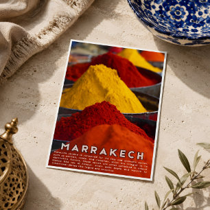 Postal Marrakech Marroquí Medina Especias Coloridas