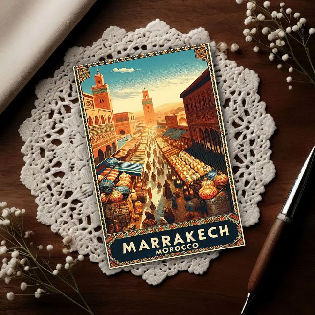 Postal Marrakech Marruecos Mercado Vintage Viaje  (Subido por el creador)