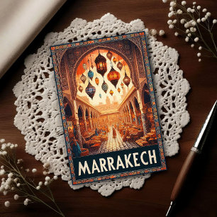 Postal Marrakech Marruecos Mercado Vintage Viajes