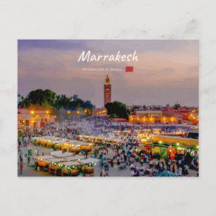 Postal Marrakech, Marruecos - Plaza Jemaa el Fnaa