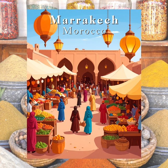 Postal Marrakech Marruecos Souk y Mercado Viaje (Marrakech Morocco Moroccan Souk and Market Travel Postcard
)