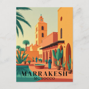 Postal Marrakech Marruecos Viaje Vintage