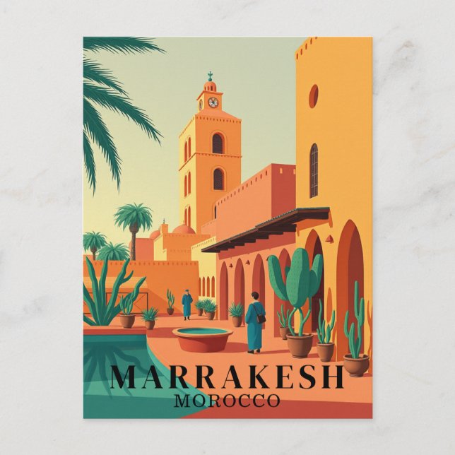 Postal Marrakech Marruecos Viajes Vintage  (Anverso)