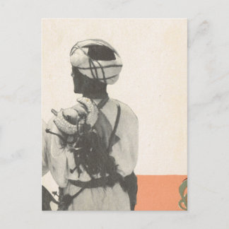 Postal Marrakech vintage, Maroc, guardia ARab