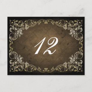 Postal Marrón Ornamental Rústico Y Boda De Oro