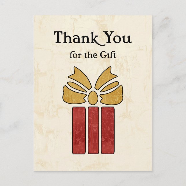 Postal Marrón rústico y amarillo Gracias por el regalo (Anverso)