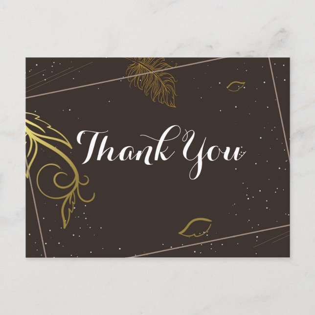 Postal Marrón rústico y blanco Gracias (Anverso)