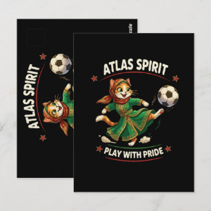 Postal Marruecos 2026 Gato de Fútbol - Espíritu Cultural