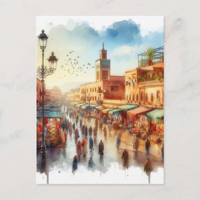 Postal Marruecos Medina de Marrakesh (Anverso)