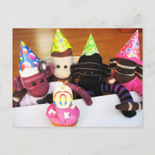 Postal Mars Sock Monkey Post Card - Cumpleaños