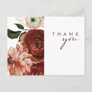 Postal Marsala Autumn Floral   Boda Blanco Gracias