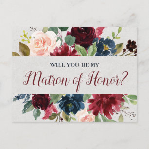 Postal Marsala y Shabby floral de la Marina Chic Matron d