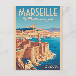 Postal Marseille Francia Ciudad Paisaje Viaje Estilo Retr