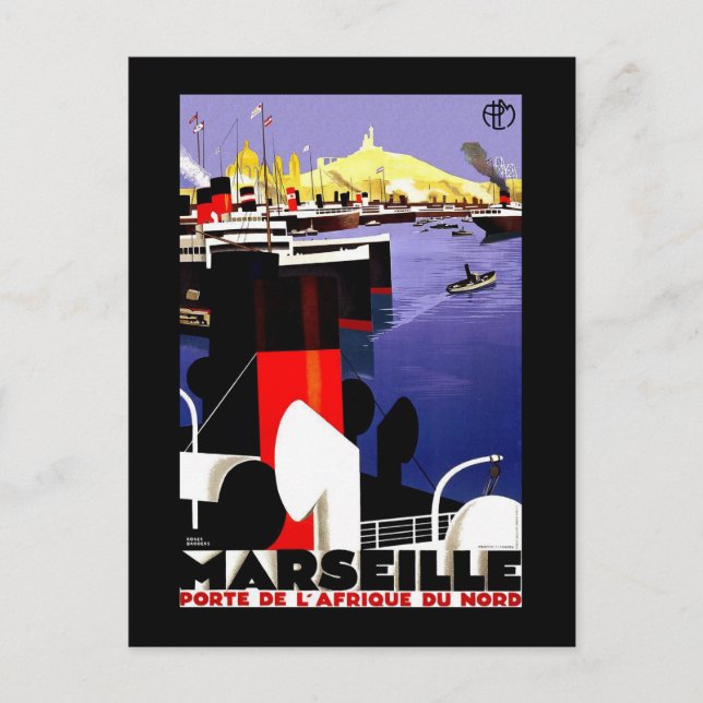 Postal Marsella, France Vintage Travel (Anverso)