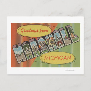 Postal Marshall, Michigan - Escenas de letras grandes