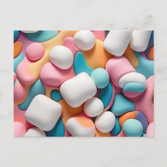 Postal Marshmallow colorido abstracto (Anverso)