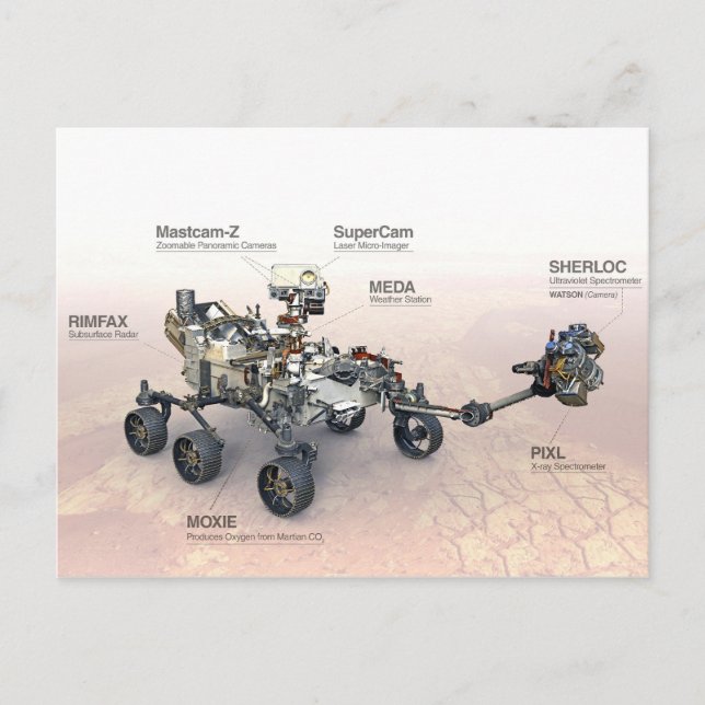 Postal Marte Perseverancia Rover Con Instrumentos (Anverso)
