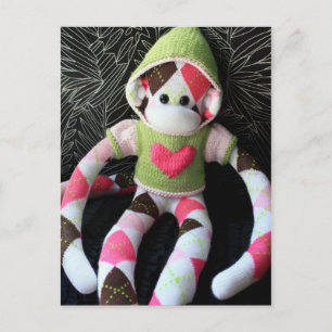 Postal Marte Sock Monkey Post Card - Apple