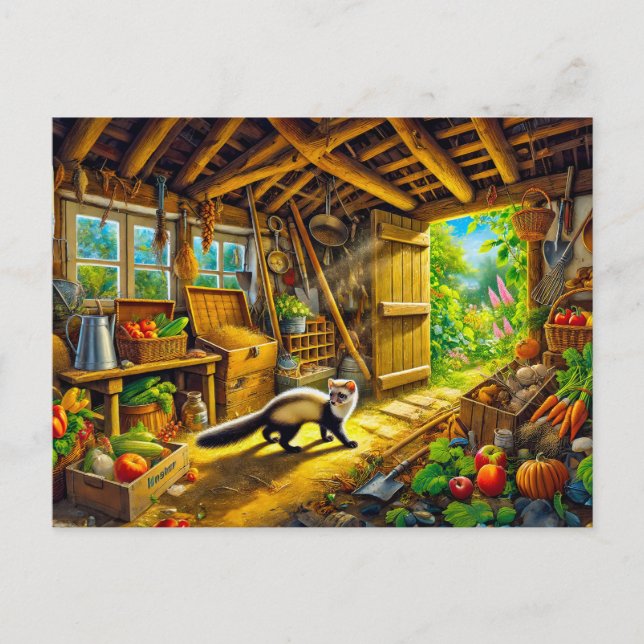 Postal Marten explorando la vieja sombra (Anverso)