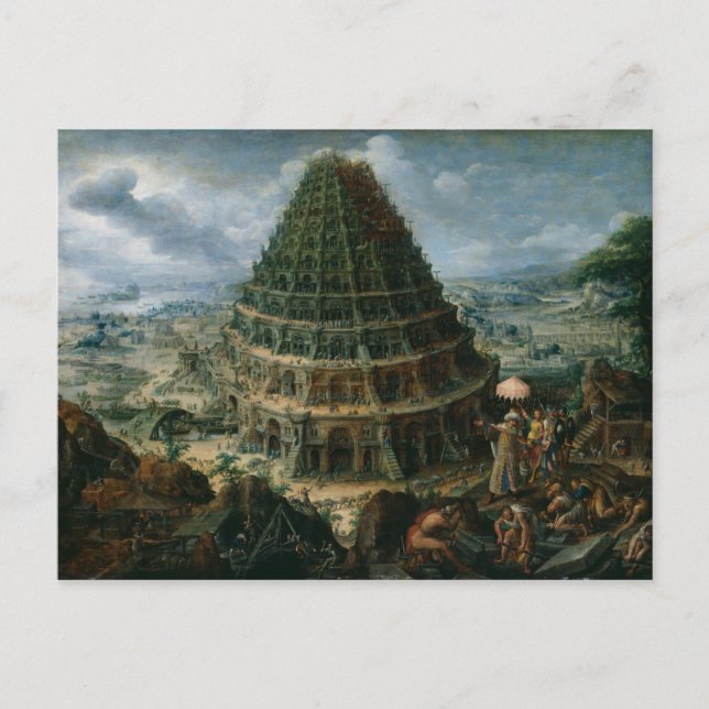Postal Marten van Valckenborch - La Torre de Babel (Anverso)