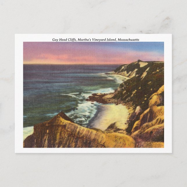 Postal Martha's Vineyard Gay Head Cliffs Vintage (Anverso)