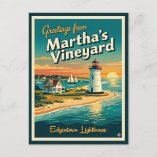 Postal Martha's Vineyard MA, Faro de Edgartown