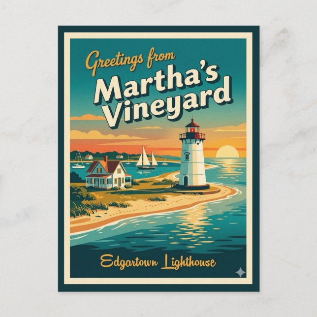 Postal Martha's Vineyard MA, Faro de Edgartown (Anverso)