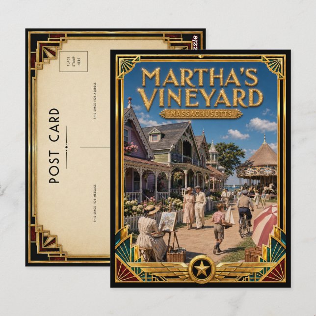 Postal Martha's Vineyard Massachusetts Vintage Art Deco (Anverso / Reverso)