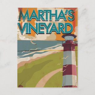 Postal Marthas Vineyard Vintage Travel Poster