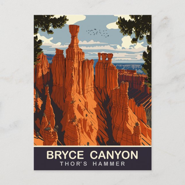 Postal Martillo de Thor, Bryce Canyon, Utah, Viajes (Anverso)
