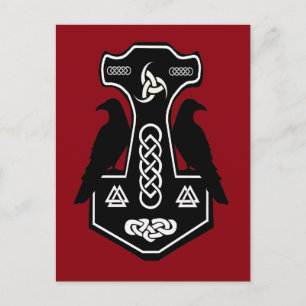 Postal Martillo de Thor Celta Pagan con Ravens