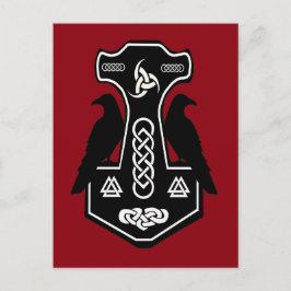 Postal Martillo de Thor Celta Pagan con Ravens