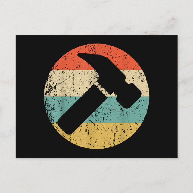 Postal Martillo retro vintage carpintero (Anverso)