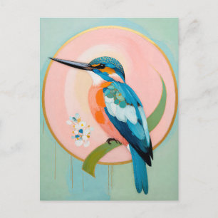 Postal Martín Pescador Celestial: Un Estudio en Azul y Do