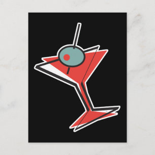 Postal martini de aceituna retro