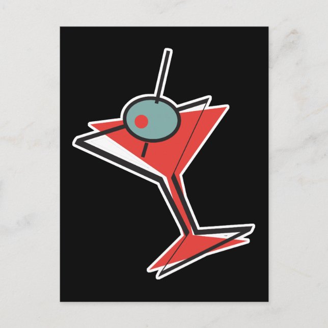 Postal martini de aceituna retro (Anverso)