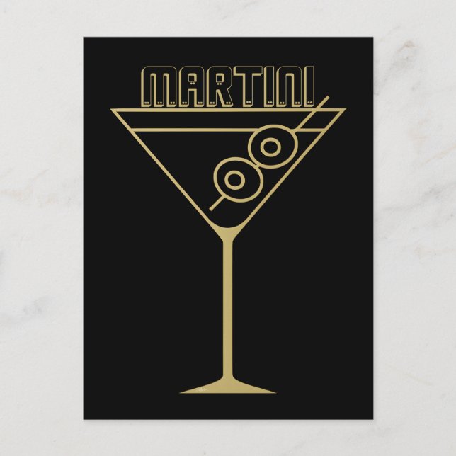 Postal Martini de Oliva Dorado Moderno de Mitad de Siglo  (Anverso)