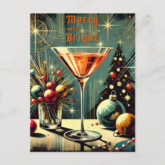 Postal Martini: Navidades merry y brillantes de los Retro (Anverso)