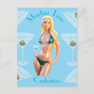 Postal Martini time Bikini Babe Thunder_Cove