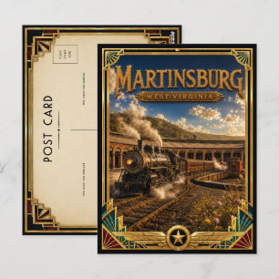 Postal Martinsburg Virginia Occidental Arte Deco Dorado V