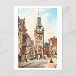 Postal Martinstor de época en Friburgo, Alemania