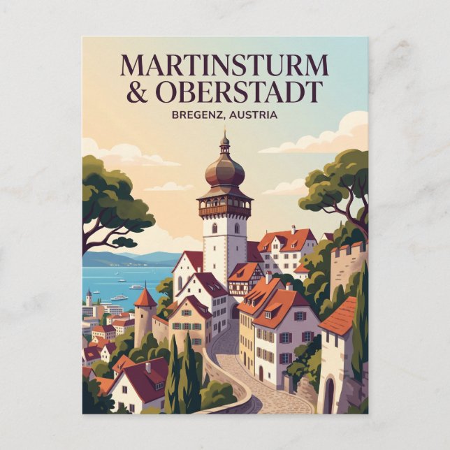 Postal Martinsturm y Ciudad Alta Austria (Anverso)