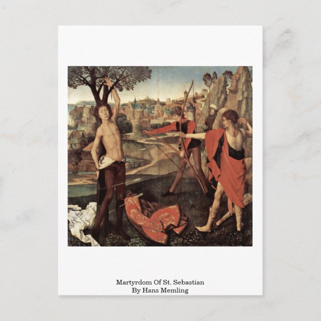 Postal Martirio De San Sebastián Por Hans Memling (Anverso)