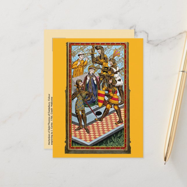 Postal Martirio de Santo Tomás Becket (M 031) (Anverso/Reverso In Situ)