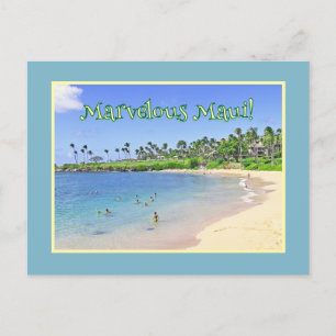 postal MARVELOUS MAUI/ playa bordeada de palmeras